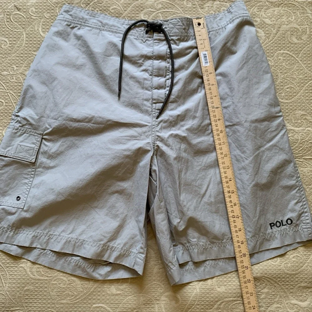 Vintage Men's Polo Sport Ralph Lauren Beige Swimming Trunks Lined Shorts Size XL